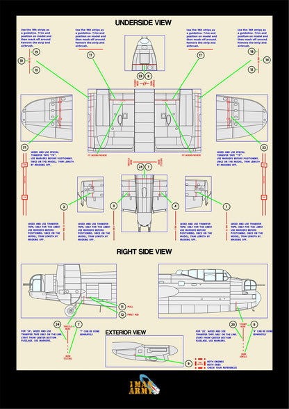 1ManArmy Border Model Avro Lancaster B Mk.I 1/32 Basic Markings & Stencil High-Definition Paint Masks, 32DET042