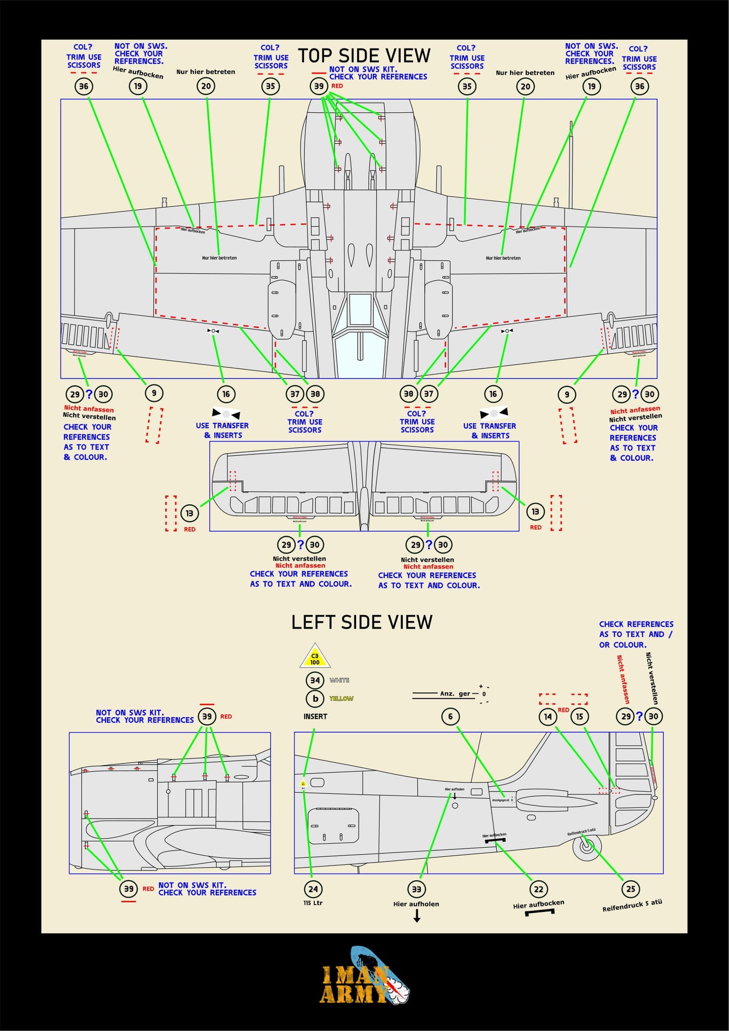 1ManArmy Zoukei-Mura Focke-Wulf Fw 190 A-4 1/32 Basic Markings & Stencil High-Definition Paint Masks, 32DET043