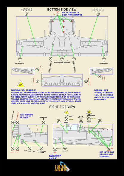 1ManArmy Zoukei-Mura Focke-Wulf Fw 190 A-4 1/32 Basic Markings & Stencil High-Definition Paint Masks, 32DET043