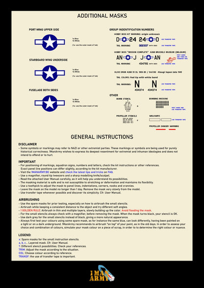 1ManArmy Hobby Boss A-26B Invader 1/32 Basic Markings & Stencil High-Definition Paint Masks, 32DET044