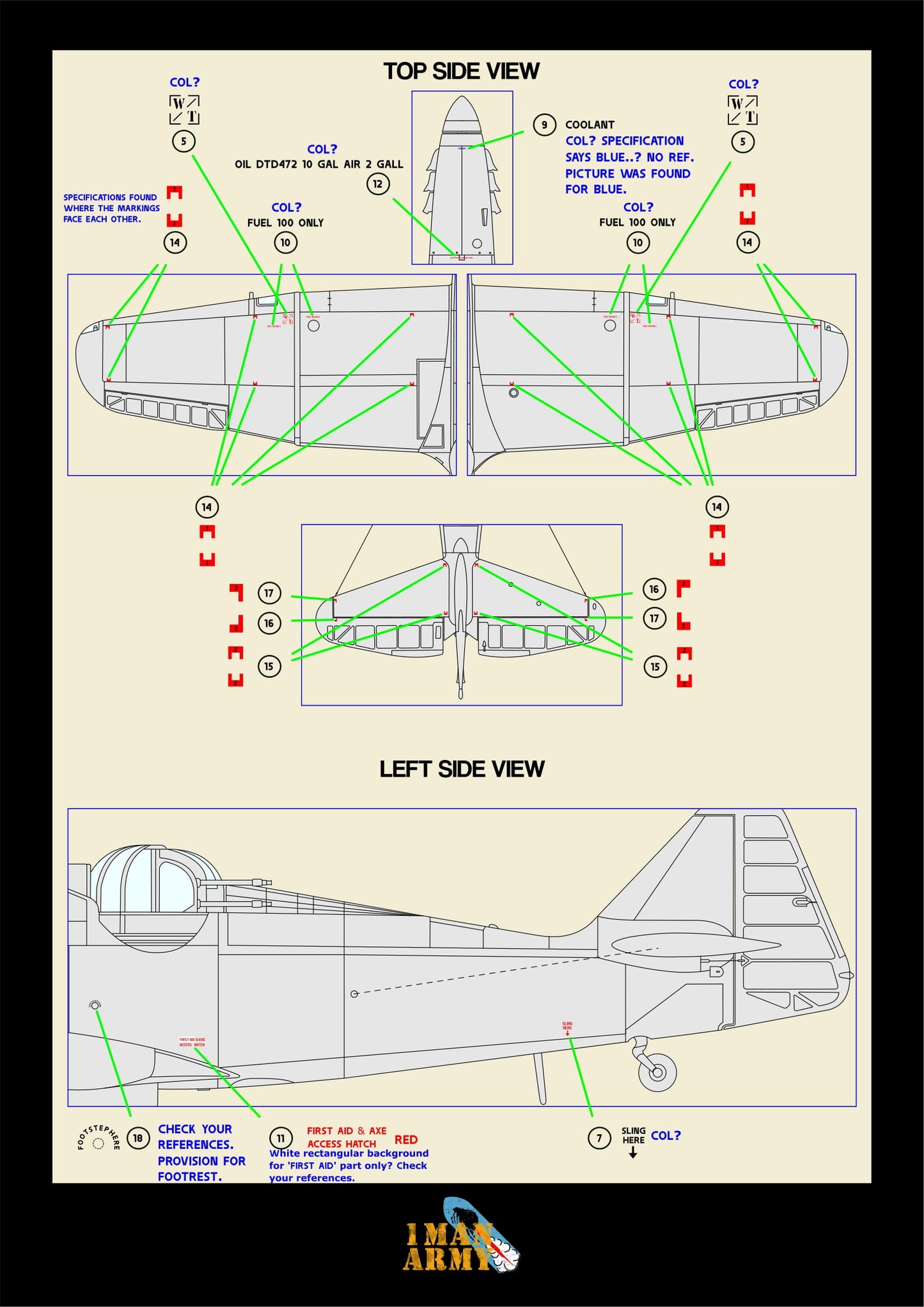 1ManArmy Airscale Boulton Paul 'Defiant' 1/32 Basic Markings & Stencil High-Definition Paint Masks, 32DET046