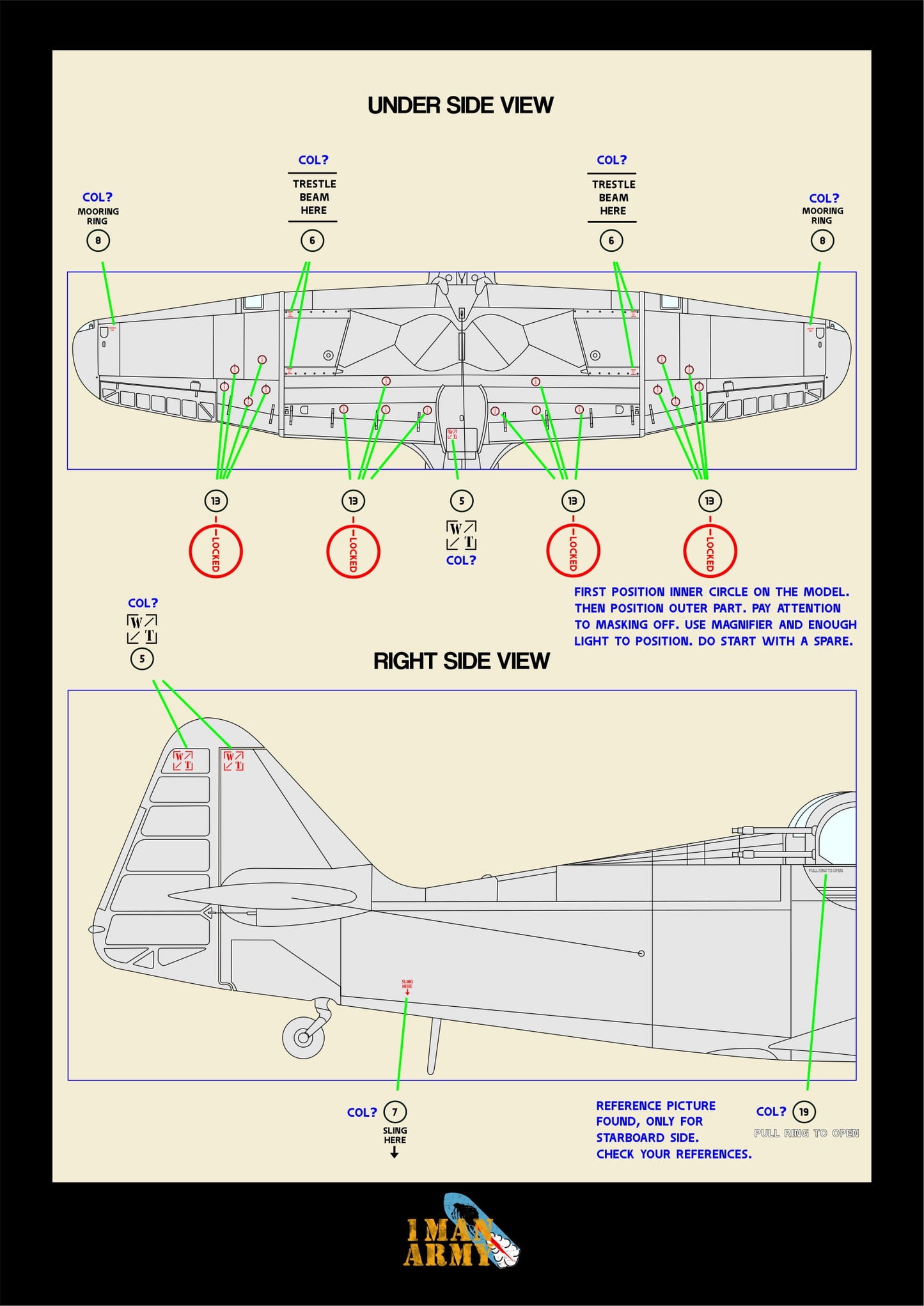 1ManArmy Airscale Boulton Paul 'Defiant' 1/32 Basic Markings & Stencil High-Definition Paint Masks, 32DET046