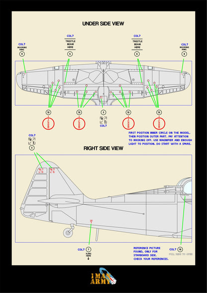 1ManArmy Airscale Boulton Paul 'Defiant' 1/32 Basic Markings & Stencil High-Definition Paint Masks, 32DET046