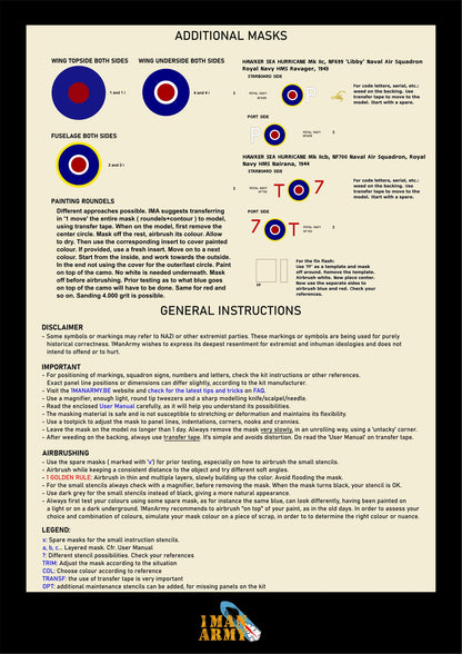 1ManArmy Revell Hawker Sea Hurricane Mk.IIc 1/32 Basic Markings & Stencil High-Definition Paint Masks, 32DET048