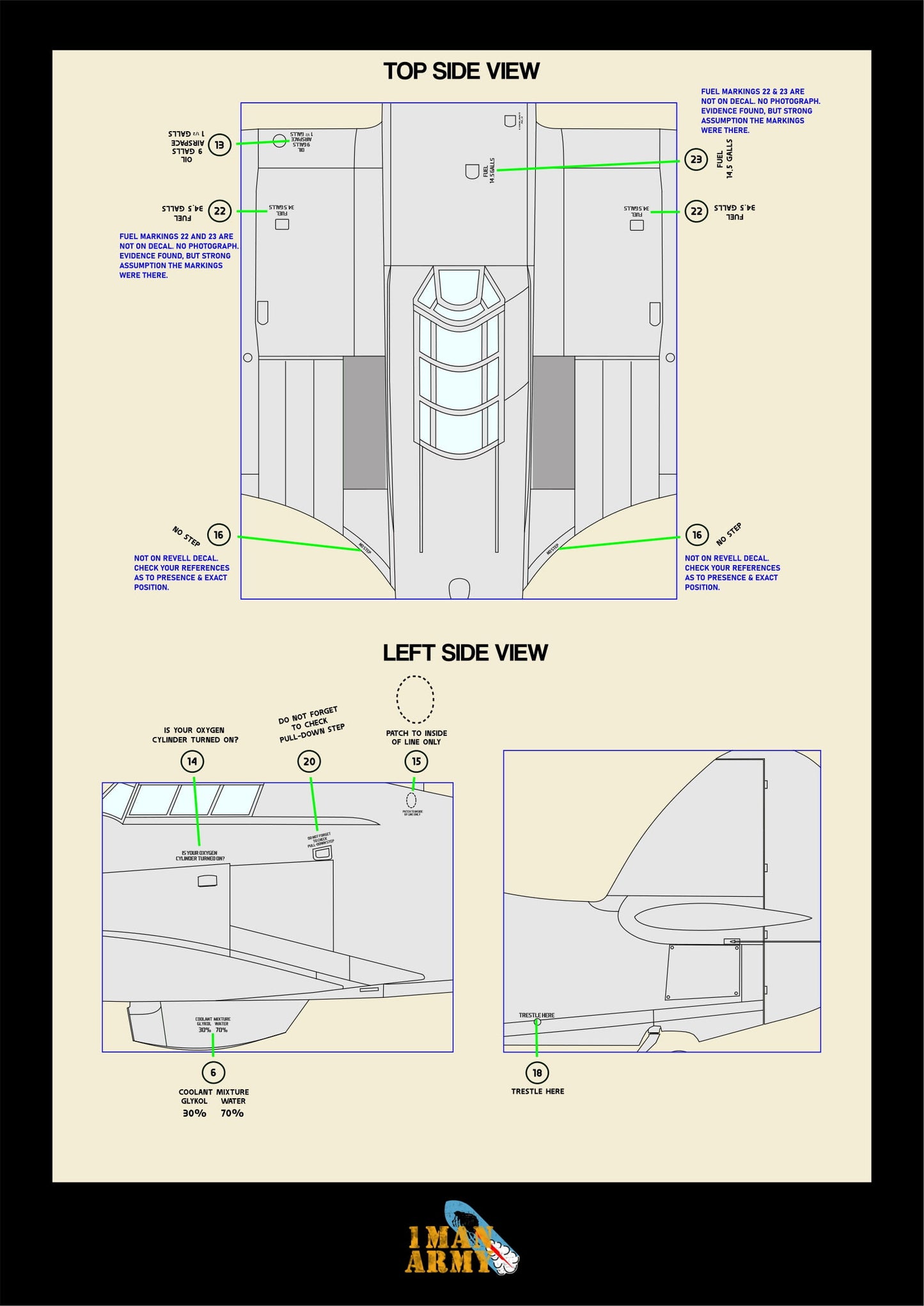 1ManArmy Revell Hawker Sea Hurricane Mk.IIc 1/32 Basic Markings & Stencil High-Definition Paint Masks, 32DET048