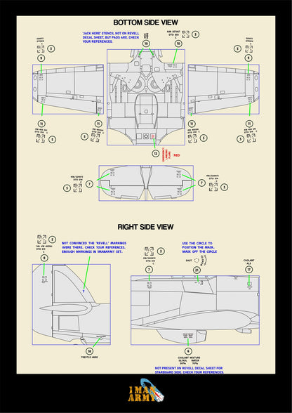 1ManArmy Revell Hawker Sea Hurricane Mk.IIc 1/32 Basic Markings & Stencil High-Definition Paint Masks, 32DET048