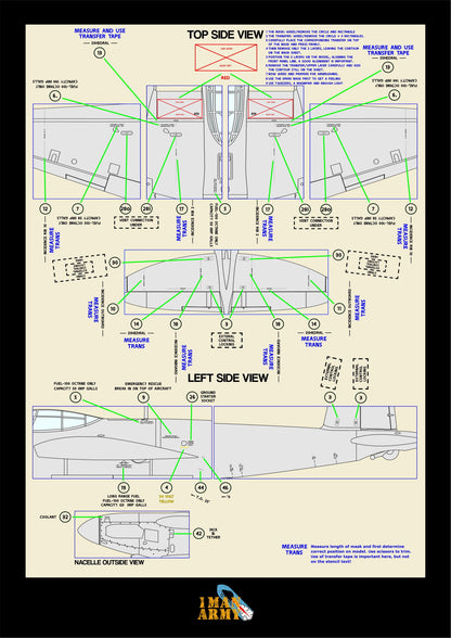 1ManArmy Tamiya De Havilland Mosquito FB MK.VI 1/32 Basic Markings & Stencil High-Definition Paint Masks, 32DET049