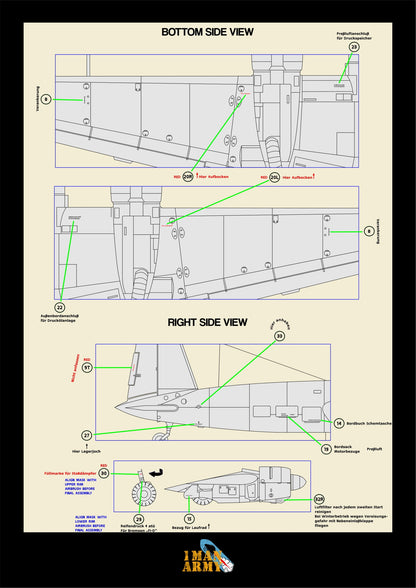 1ManArmy Zoukei-Mura Henschel HS 129 B-2/RIII 1/32 Basic Markings & Stencil High-Definition Paint Masks, 32DET052