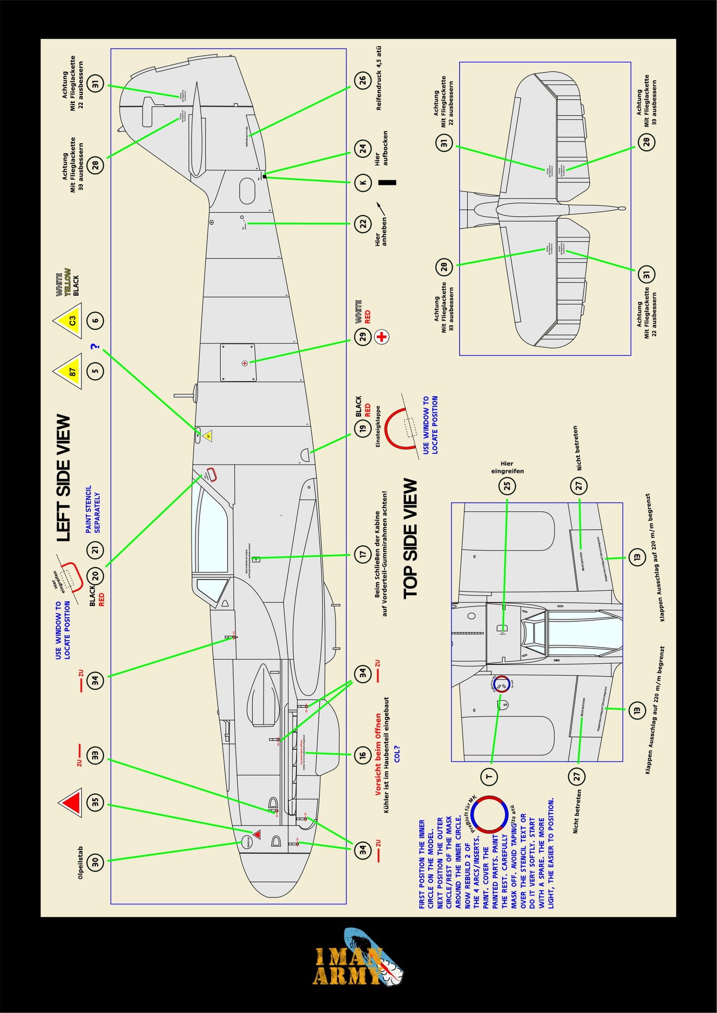 1ManArmy Kotare Messerschmitt Bf 109K-4 1/32 Basic Markings & Stencil High-Definition Paint Masks, 32DET053