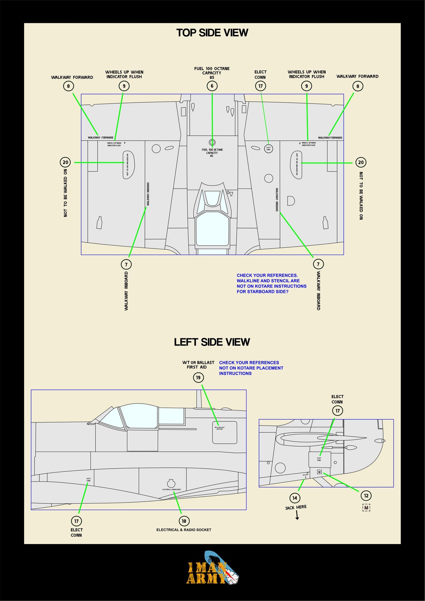 1ManArmy Kotare Spitfire Mk.Va 1/32 Basic Markings & Stencil High Definition Paint Masks, 32DET054