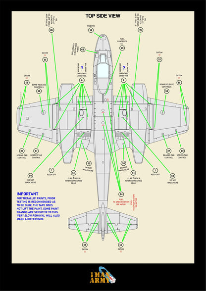 1ManArmy Revell Gloster Meteor F.8/FR.9 1/32 Basic Markings & Stencil High-Definition Paint Masks, 32DET055