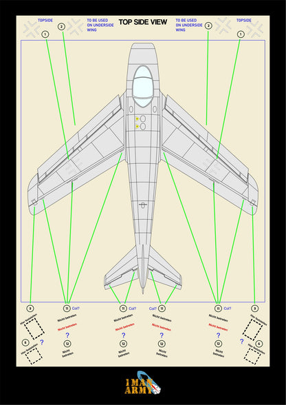 1ManArmy Das Werk Messerschmitt P.1101 1/32 Basic Markings & Stencil High-Definition Paint Masks, 32DET059