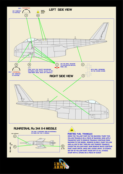 1ManArmy Das Werk Messerschmitt P.1101 1/32 Basic Markings & Stencil High-Definition Paint Masks, 32DET059