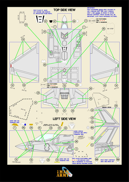 1ManArmy Italeri F-35 A Lightning II 1/32 Basic Markings & Stencil High-Definition Paint Masks, 32DET809