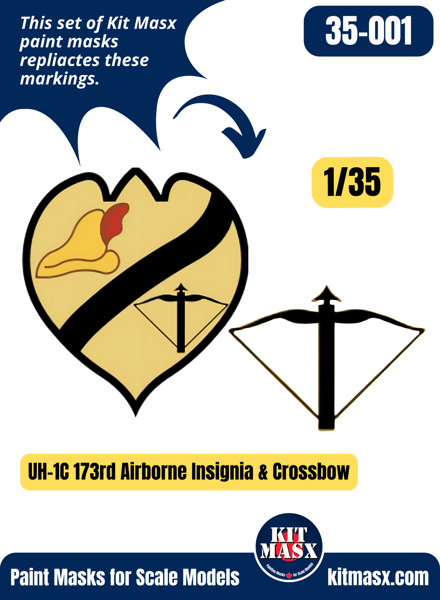 UH-1C 173rd Airborne Insignia & Crossbow 1/35 Main Marking Paint Masks