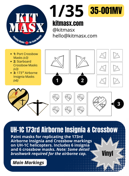 UH-1C 173rd Airborne Insignia & Crossbow 1/35 Main Marking Paint Masks