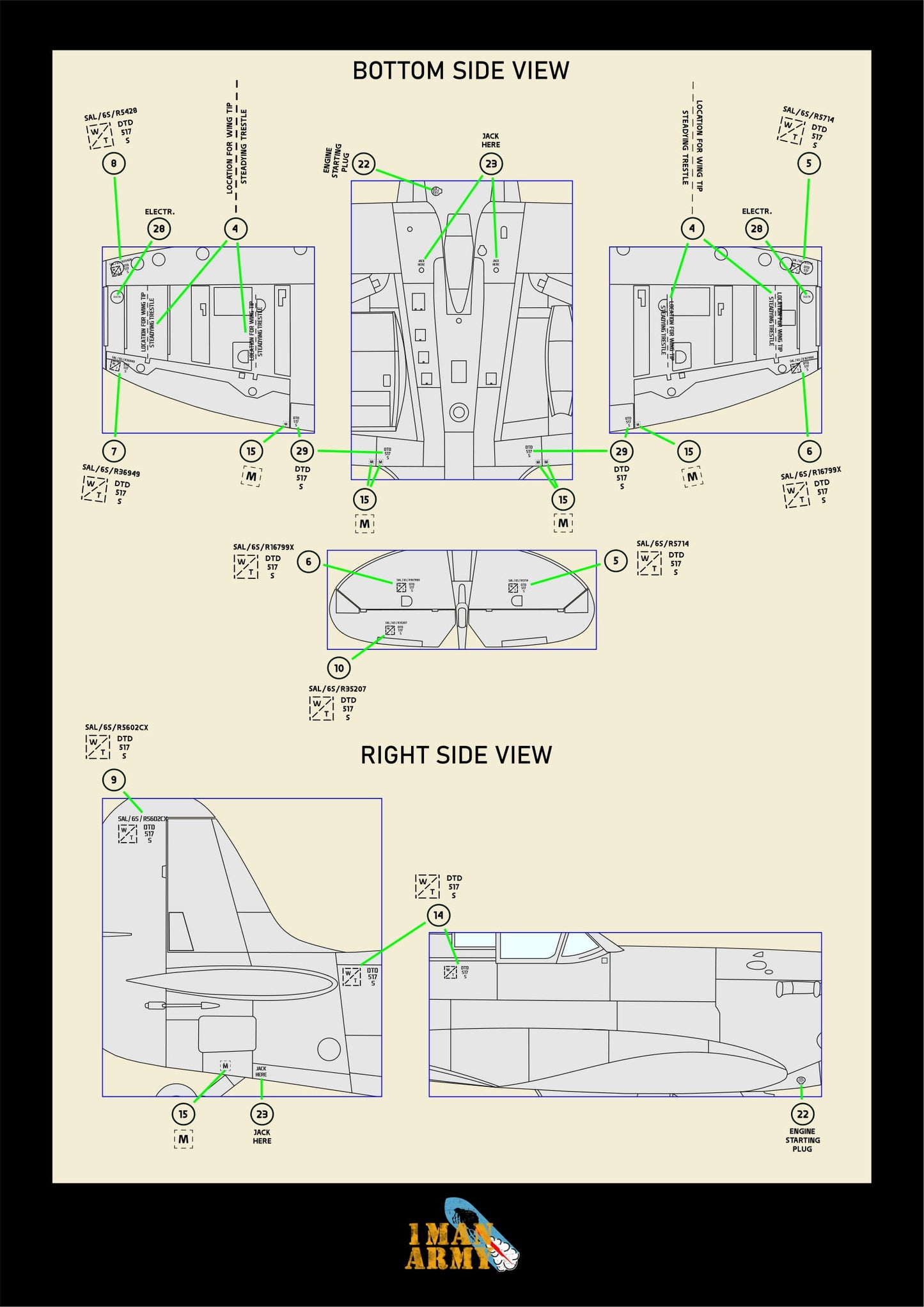1ManArmy Border Supermarine Spitfire Mk.Vb 1/35 Basic Markings & Stencil High-Definition Paint Masks, 35DET001