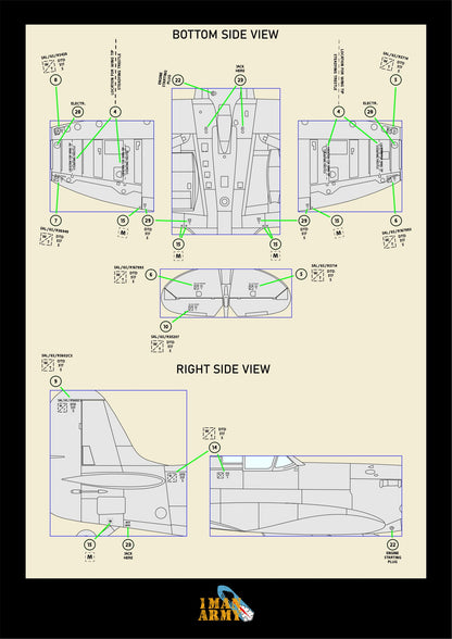 1ManArmy Border Supermarine Spitfire Mk.Vb 1/35 Basic Markings & Stencil High-Definition Paint Masks, 35DET001