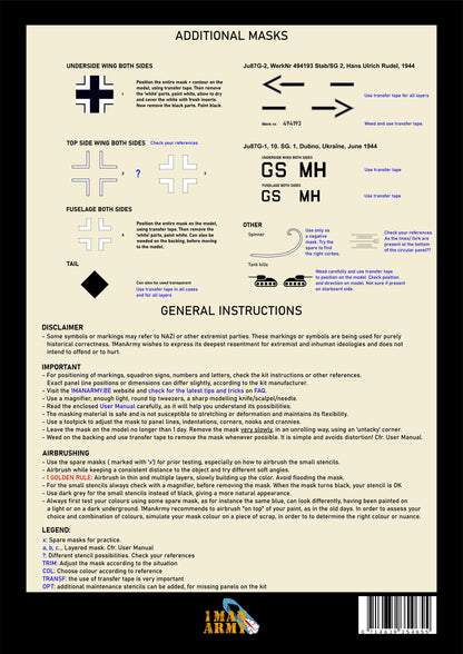 1ManArmy Border Junkers Ju87G "Stuka" 1/35 Basic Markings & Stencil High-Definition Paint Masks, 35DET002