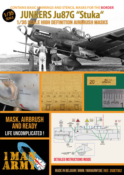 1ManArmy Border Junkers Ju87G "Stuka" 1/35 Basic Markings & Stencil High-Definition Paint Masks, 35DET002