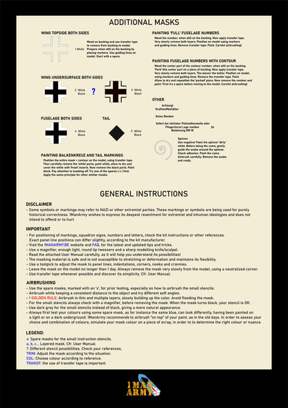 1ManArmy Border Messerschmitt BF 109 G-6 1/35 Basic Markings & Stencil High-Definition Paint Masks, 35DET004