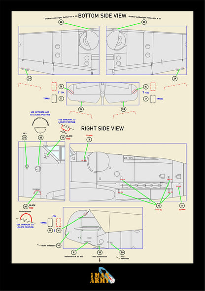 1ManArmy Border Messerschmitt BF 109 G-6 1/35 Basic Markings & Stencil High-Definition Paint Masks, 35DET004