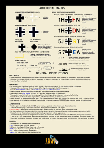 1ManArmy Border He 111 H-6 1/35 Basic Markings & Stencil High Definition Paint Masks, 35DET006