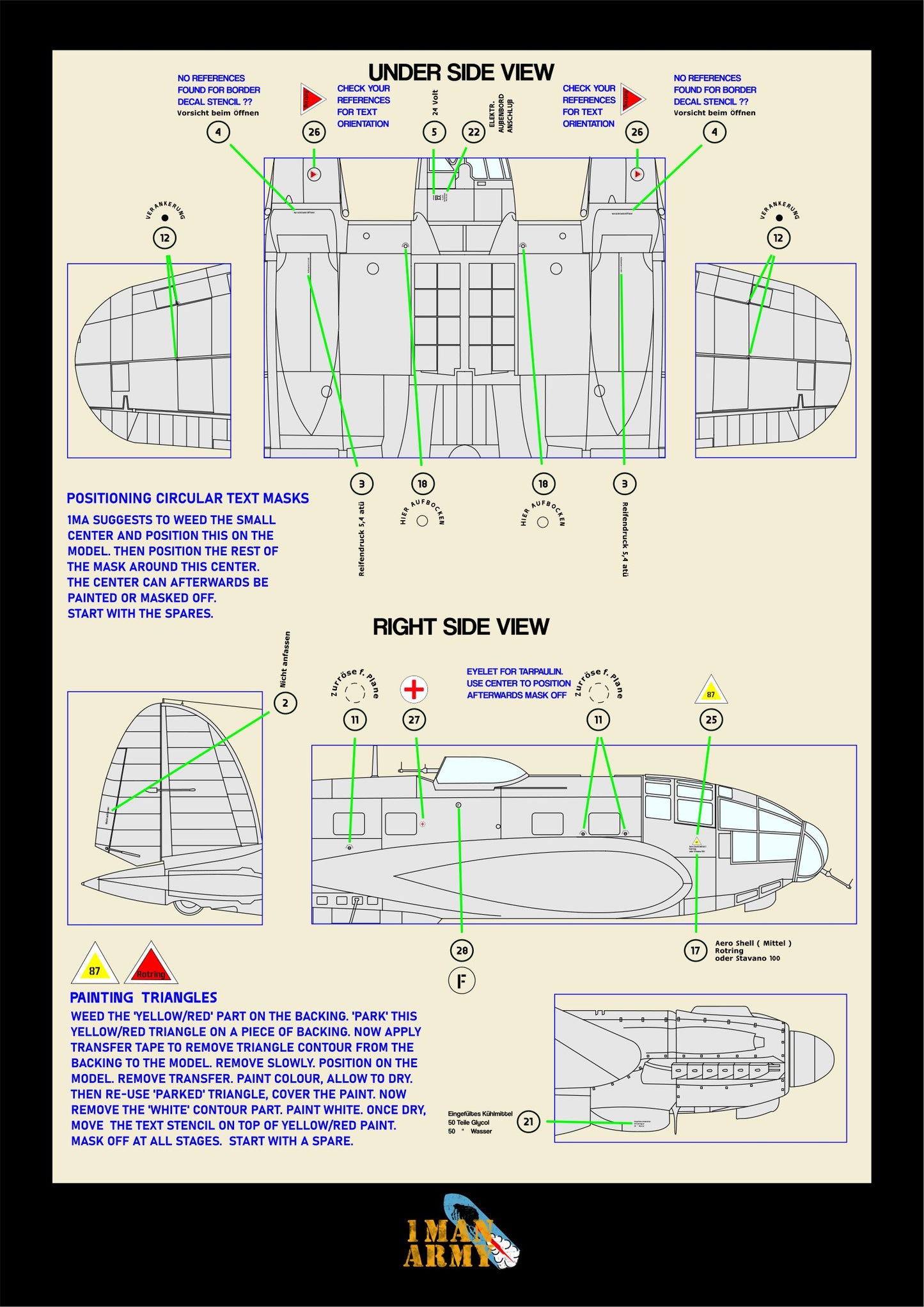 1ManArmy Border He 111 H-6 1/35 Basic Markings & Stencil High Definition Paint Masks, 35DET006