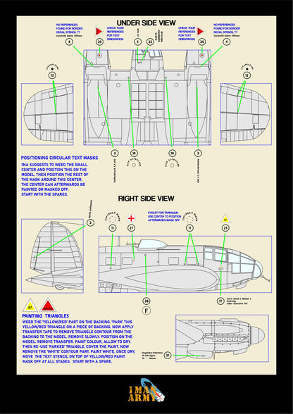 1ManArmy Border He 111 H-6 1/35 Basic Markings & Stencil High Definition Paint Masks, 35DET006