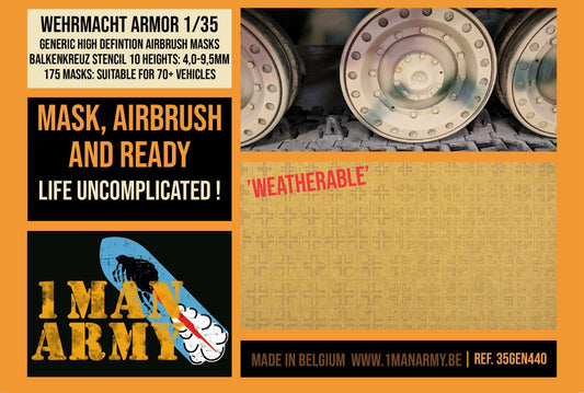 1ManArmy 1/35 Wehrmacht Armor Balkenkreuz (Stencil), Generic High-Definition Paint Masks, 35GEN440