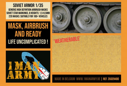 1ManArmy 1/35 Soviet Armor Star Markings, Generic High-Definition Paint Masks, 35GEN480