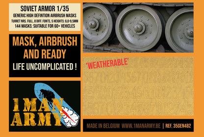 1ManArmy 1/35 Soviet Armor Small Turret Numbers (Full), Generic High-Definition Paint Masks, 35GEN482