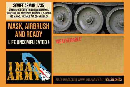1ManArmy 1/35 Soviet Armor Large Turret Numbers (Full), Generic High-Definition Paint Masks, 35GEN483