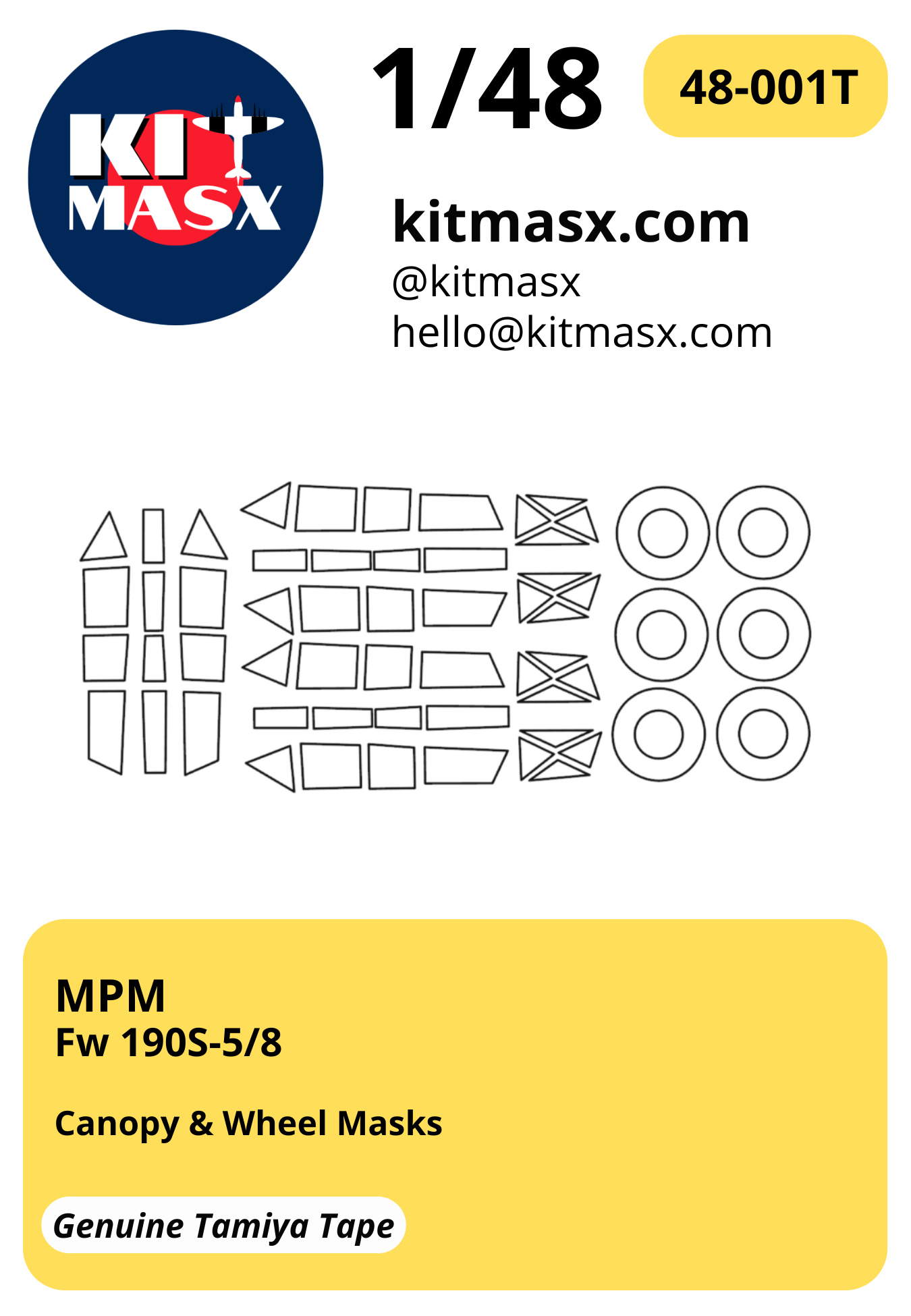 MPM Fw 190S-5/8 1/48 Canopy & Wheel Paint Masks, Kit # 48028