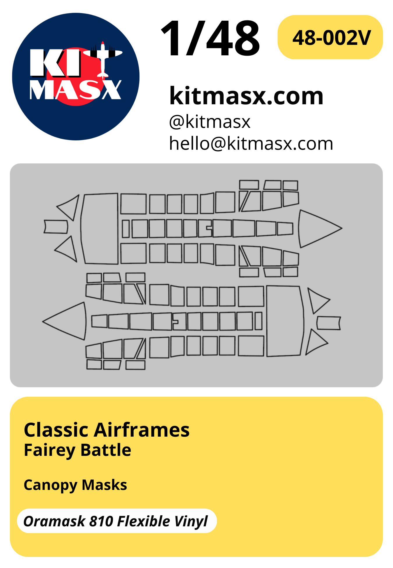 Classic Airframes Fairey Battle 1/48 Canopy Masks