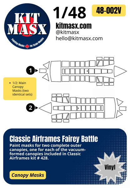 Classic Airframes Fairey Battle 1/48 Canopy Paint Masks