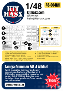 Tamiya Grumman F4F-4 Wildcat 1/48 Canopy, Wheels, & Main Marking Paint Masks