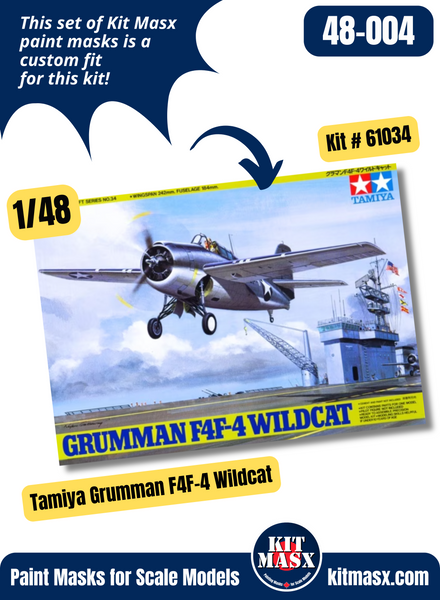 Tamiya Grumman F4F-4/FM-1 Wildcat/Martlet Mk.V 1/48 Canopy & Wheel Paint Masks, Kit # 61034