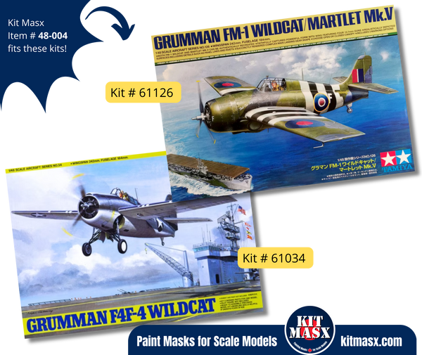 Tamiya Grumman F4F-4/FM-1 Wildcat/Martlet Mk.V 1/48 Canopy & Wheel Paint Masks