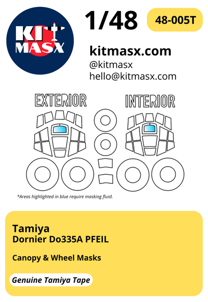 Tamiya Dornier Do335A PFEIL 1/48 Canopy & Wheel Masks
