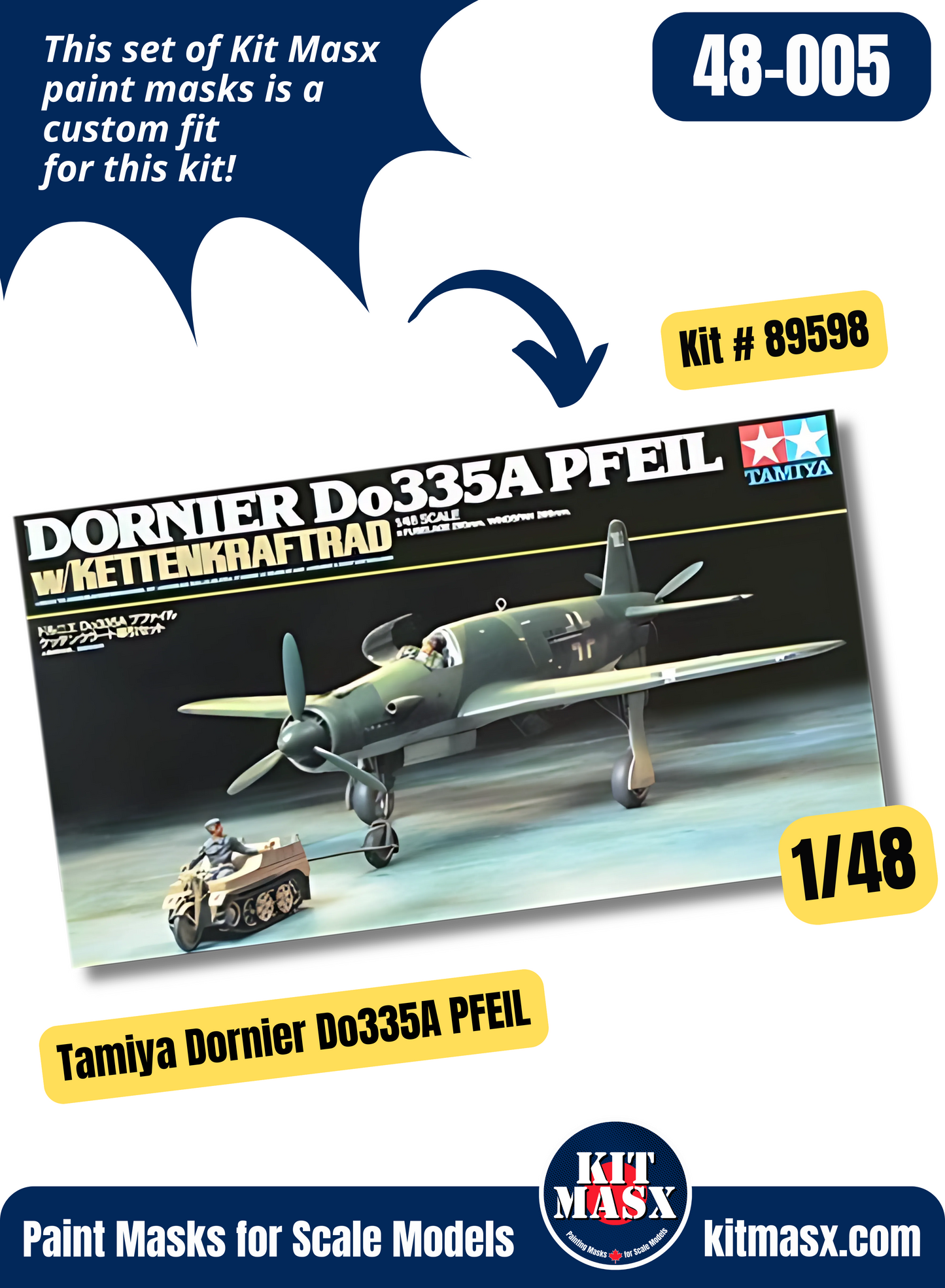 Tamiya Dornier Do335A PFEIL 1/48 Canopy & Wheel Paint Masks, Kit # 89598