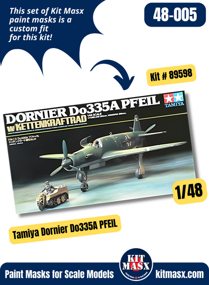 Tamiya Dornier Do335A PFEIL 1/48 Canopy & Wheel Paint Masks, Kit # 89598