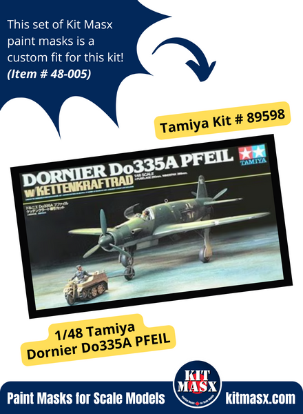 Tamiya Dornier Do335A PFEIL 1/48 Canopy & Wheel Paint Masks, Kit # 89598