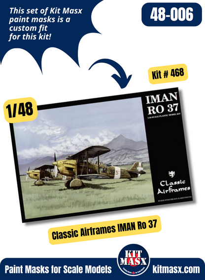 Classic Airframes IMAN Ro 37/IMAM Ro-37bis 1/48 Canopy Paint Masks, Kit # 468