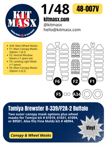 Tamiya Brewster B-339/F2A-2 Buffalo 1/48 Canopy & Wheel Paint Masks