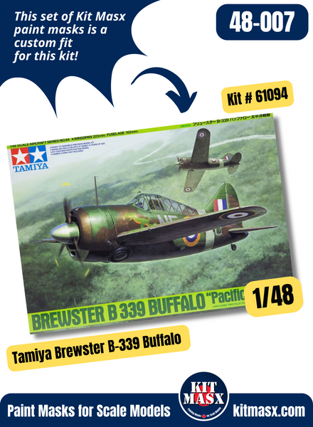 Tamiya Brewster B-339/F2A-2 Buffalo 1/48 Canopy & Wheel Paint Masks, Kit 61094