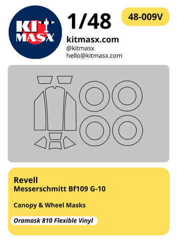 Revell Messerschmitt Bf109 G-10 1/48 Canopy & Wheel Paint Masks, Kit # 03958