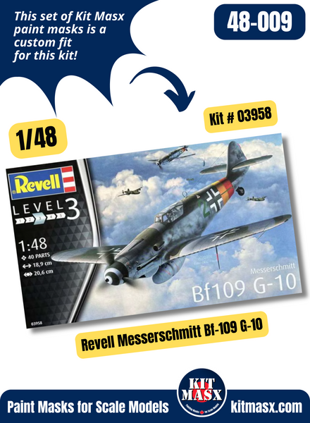 Revell Messerschmitt Bf 109 G/G-10/K4 1/48 Canopy & Wheel Paint Masks, Kit # 03958