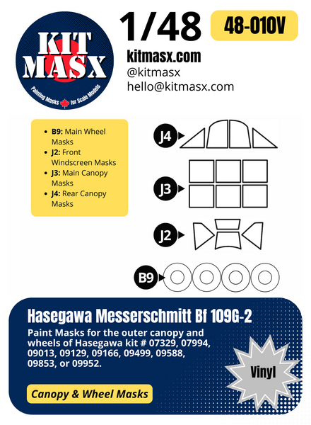 Hasegawa Messerschmitt Bf 109G-2 1/48 Canopy & Wheel Paint Masks