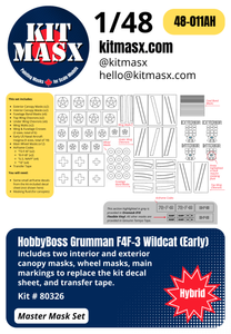 HobbyBoss F4F-3 Wildcat (Early) 1/48 All-in-One Master Mask Set, Kit # 80326